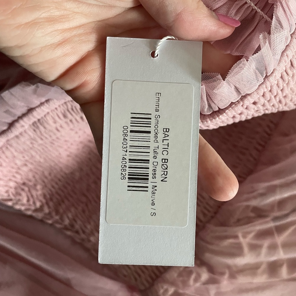 Baltic Born Emma Smocked Tulle dress in Mauve